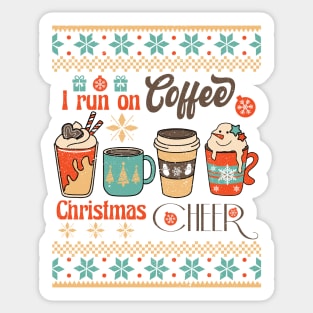 I Run On Coffee Christmas CHEER, Retro Christmas Sticker